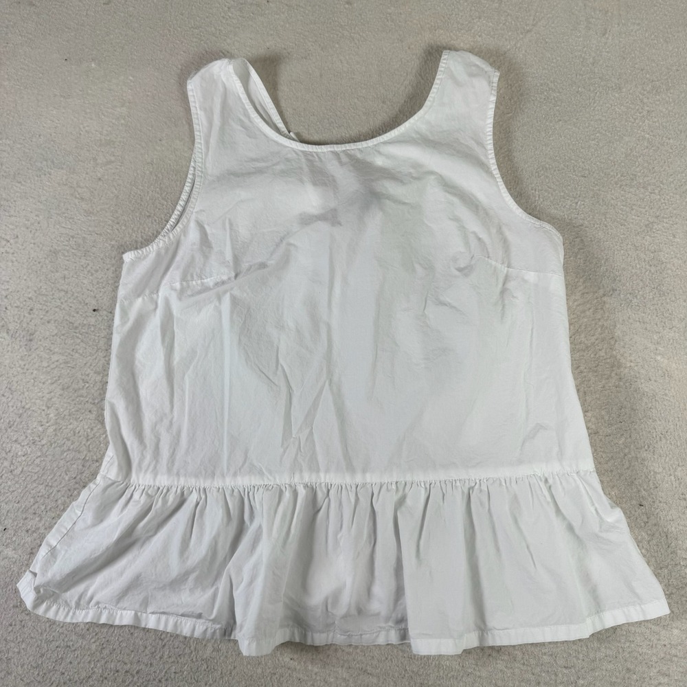 J.Crew Peplum Tank Top Womens Medium White Excellent Tie Back Cotton H5022
